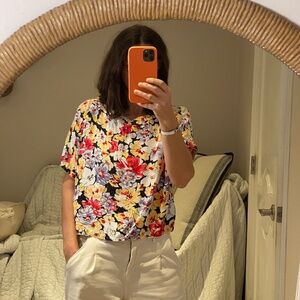 Vintage from Printemps store in Paris flower blouse M